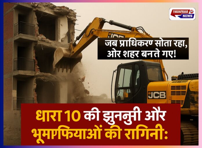 “धारा 10 की झुनझुनी और भूमाफियाओं की रागिनी: जब प्राधिकरण सोता रहा, और शहर बनते गए!”