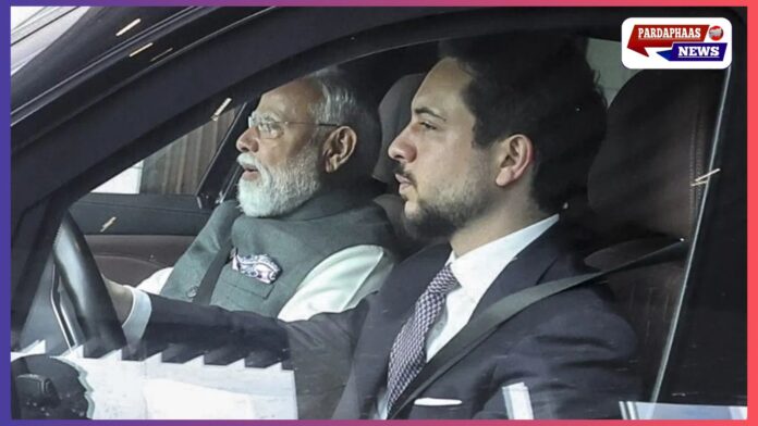 अमन और अपनत्व का विजुअल — जब जॉर्डन का क्राउन प्रिंस खुद प्रधानमंत्री मोदी को लेकर चल पड़ा