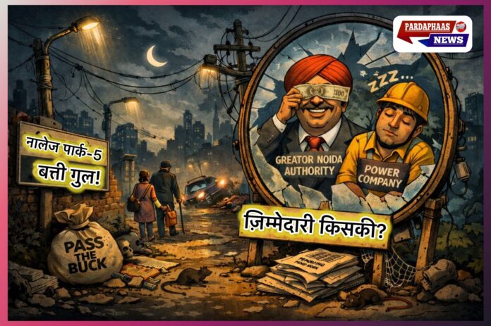 अंधेरे में तुस्याना! नॉलेज पार्क–5 की बंद स्ट्रीट लाइटें बनीं खतरे की घंटी, प्राधिकरण–विद्युत कंपनी की खींचतान से जनता बेहाल