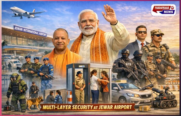 “जेवर इंटरनेशनल एयरपोर्ट के उद्घाटन से पहले सुरक्षा का अभेद्य किला: पीएम मोदी की जनसभा के लिए 5-लेयर सुरक्षा घेरा, 5000 से अधिक पुलिसकर्मी तैनात”