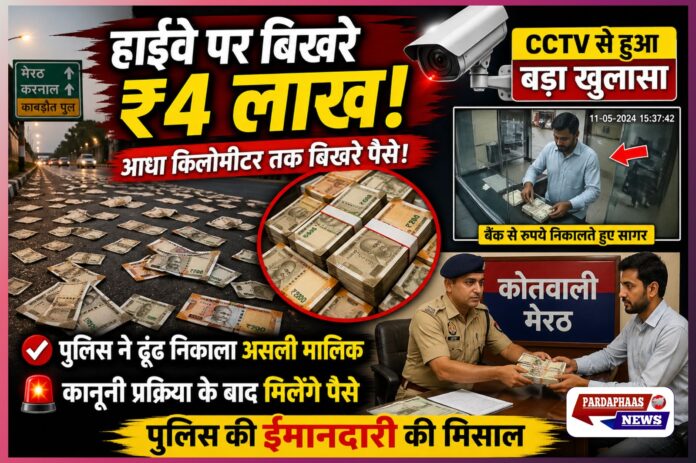 मेरठ-करनाल हाईवे पर बिखरे 4 लाख रुपये के मालिक का चला पता, CCTV और बैंक स्लिप से पुलिस ने की पुष्टि