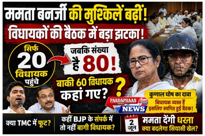 ममता की बैठक में 80 में से सिर्फ 20 विधायक पहुंचे: क्या तृणमूल कांग्रेस के भीतर बढ़ रही है बेचैनी? बंगाल की राजनीति में उठे बड़े सवाल