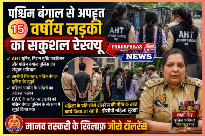 मानव तस्करी और बालिका सुरक्षा के खिलाफ बड़ी सफलता: पश्चिम बंगाल से अपहृत 15 वर्षीय किशोरी नोएडा से सकुशल रेस्क्यू