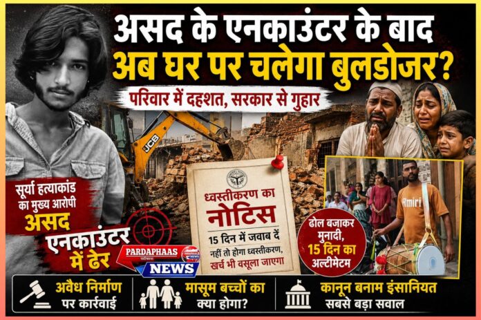 गाजियाबाद सूर्या हत्याकांड: आरोपी असद के एनकाउंटर के बाद अब परिवार पर बेघर होने का संकट, प्रशासन की कार्रवाई ने खड़े किए कई गंभीर सवाल