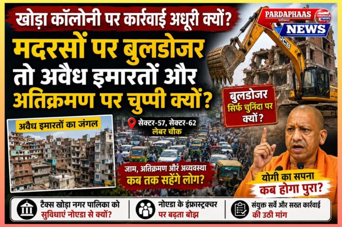 खोड़ा कॉलोनी पर कार्रवाई अधूरी क्यों? अवैध मदरसों से आगे बढ़कर अवैध इमारतों और अतिक्रमण के जाल पर भी चले प्रशासन का बुलडोजर