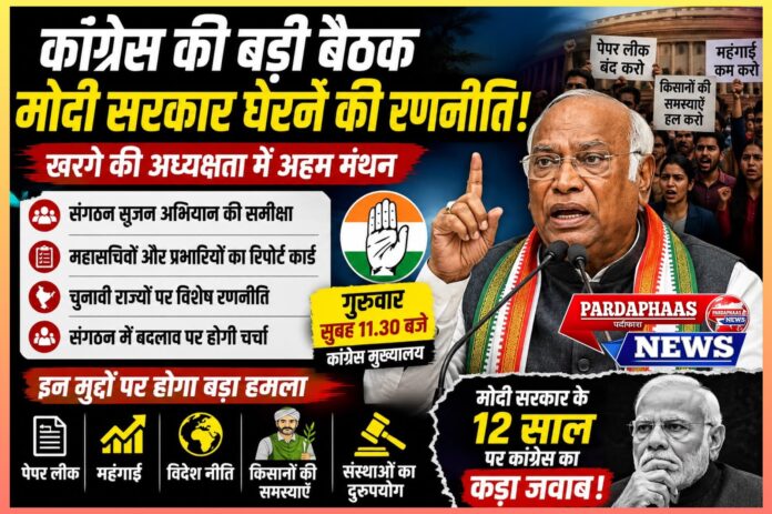 कांग्रेस की बड़ी रणनीतिक बैठक: संगठनात्मक समीक्षा से लेकर मोदी सरकार को घेरने तक होगा व्यापक मंथन