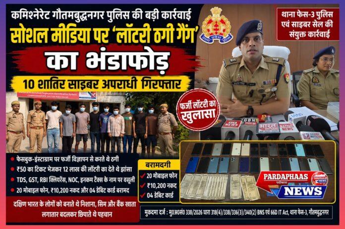 सोशल मीडिया पर “12 लाख की लॉटरी” का झांसा देकर करोड़ों की ठगी करने वाला गिरोह गिरफ्तार