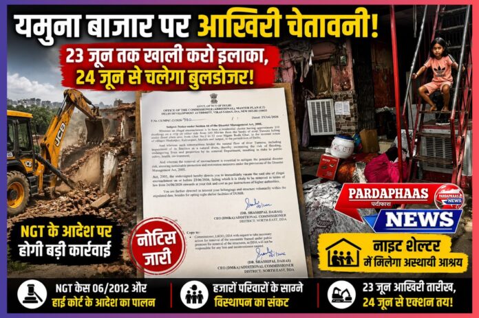 यमुना किनारे बड़ी कार्रवाई की तैयारी: 24 जून से यमुना बाजार में चल सकता है बुलडोजर, हजारों लोगों के सामने विस्थापन का संकट