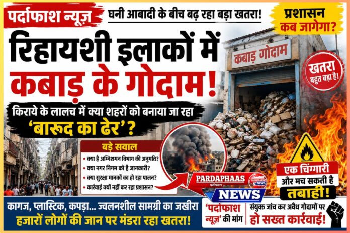 रिहायशी इलाकों में कबाड़ के गोदाम! किराये के लालच में क्या शहरों को बनाया जा रहा ‘बारूद का ढेर’? घनी आबादी के बीच ज्वलनशील सामग्री का भंडारण ?