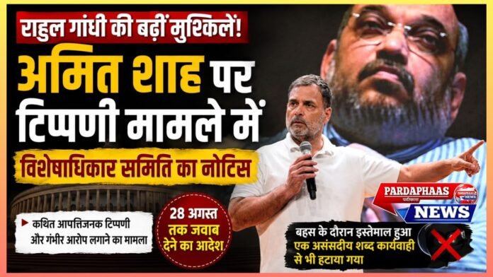 राहुल गांधी की बढ़ीं मुश्किलें, अमित शाह पर टिप्पणी मामले में विशेषाधिकार समिति का नोटिस