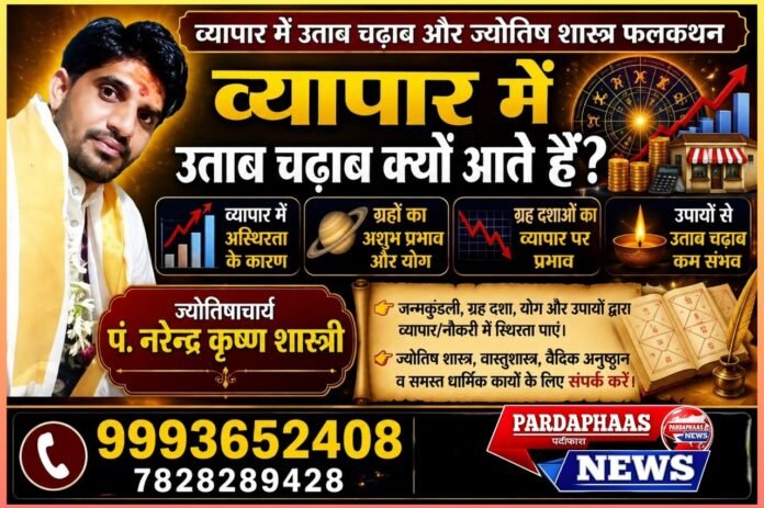 व्यापार में उतार-चढ़ाव क्यों आते हैं? ज्योतिष शास्त्र में ग्रहों की स्थिति और उपायों से जुड़ा फलित:ज्योतिषाचार्य पं. नरेन्द्र कृष्ण शास्त्री