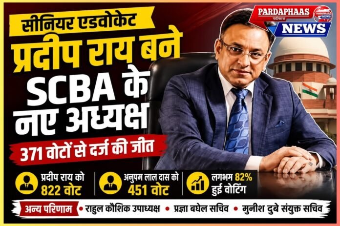 सुप्रीम कोर्ट बार को मिला नया अध्यक्ष: वरिष्ठ अधिवक्ता प्रदीप राय ने 371 वोटों से दर्ज की बड़ी जीत, राहुल कौशिक उपाध्यक्ष और प्रज्ञा बघेल बनीं सचिव