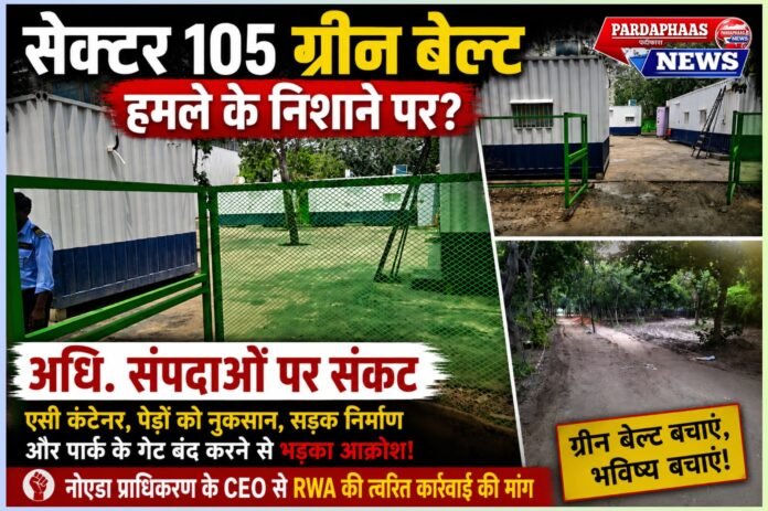ग्रीन बेल्ट में एसी कंटेनर, पेड़ों की कटाई और सड़क निर्माण के आरोप; पार्क के गेटों पर ताले लगाने से भड़के सेक्टरवासी, आरडब्ल्यूए ने नोएडा प्राधिकरण के सीईओ से की तत्काल कार्रवाई की मांग