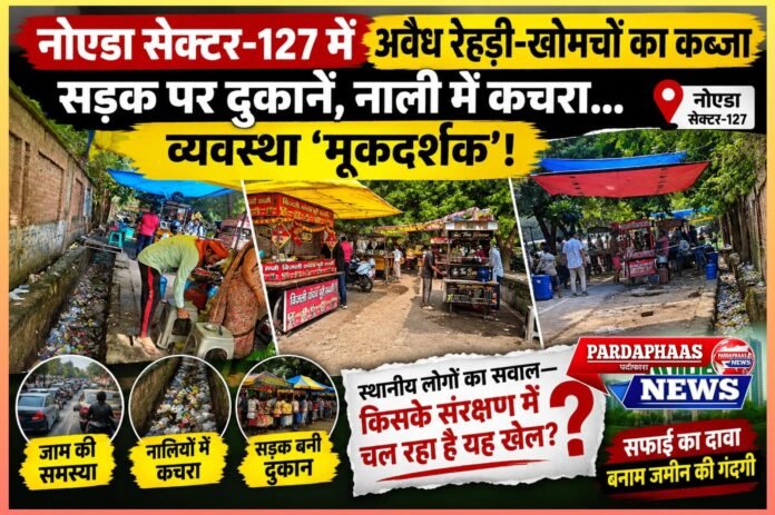 सड़क जनता की, कब्जा किसका? सेक्टर-127 में रेहड़ी-खोमचों का ‘साम्राज्य’, जाम और गंदगी ने खोली सिस्टम की पोल