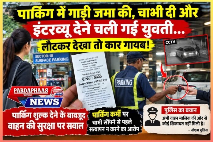 पार्किंग में गाड़ी जमा की, चाभी दी और इंटरव्यू देने चली गई युवती… लौटकर देखा तो कार गायब!