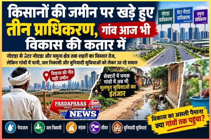 किसानों की जमीन पर खड़े हुए तीन प्राधिकरण, गांव आज भी विकास की कतार में