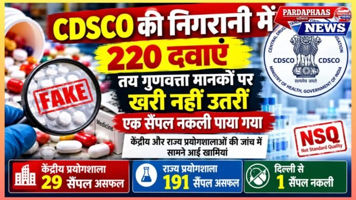 दवाओं की गुणवत्ता पर बड़ा सवाल: अगस्त में 221 सैंपल फेल, दिल्ली में नकली दवा का खुलासा