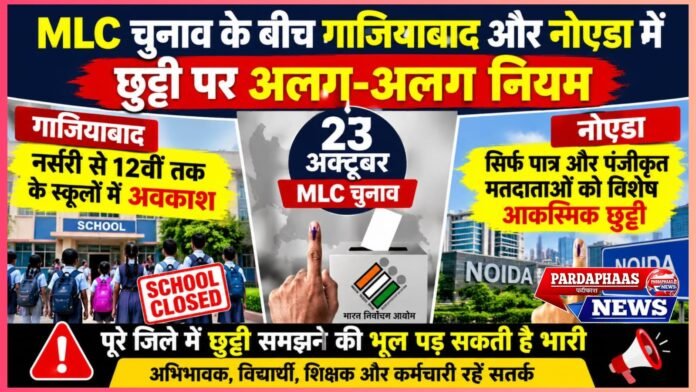 MLC चुनाव के बीच गाजियाबाद और नोएडा में छुट्टी पर अलग-अलग नियम, कहीं स्कूल बंद तो कहीं सिर्फ मतदाताओं को राहत; आदेश को लेकर अभिभावक और कर्मचारी रहें सतर्क