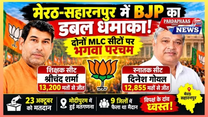 मेरठ-सहारनपुर में BJP का डबल धमाका: विपक्ष के सियासी दांव ध्वस्त, दोनों MLC सीटों पर भगवा परचम