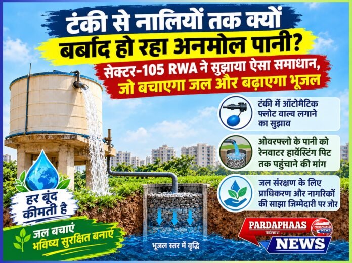 टंकी से नालियों तक क्यों बर्बाद हो रहा अनमोल पानी? सेक्टर-105 RWA ने सुझाया ऐसा समाधान, जो बचाएगा जल और बढ़ाएगा भूजल